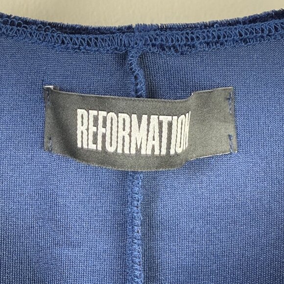 Reformation Avalon Velvet Blue Bodysuit - Size - Small - Picture 7 of 8